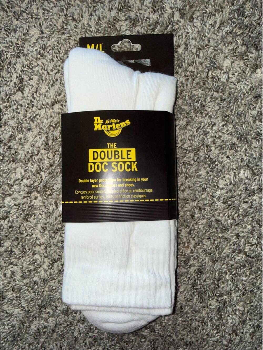 The Double Doc Sock by Dr. Martens-Size M/L White Cotton Blend-New